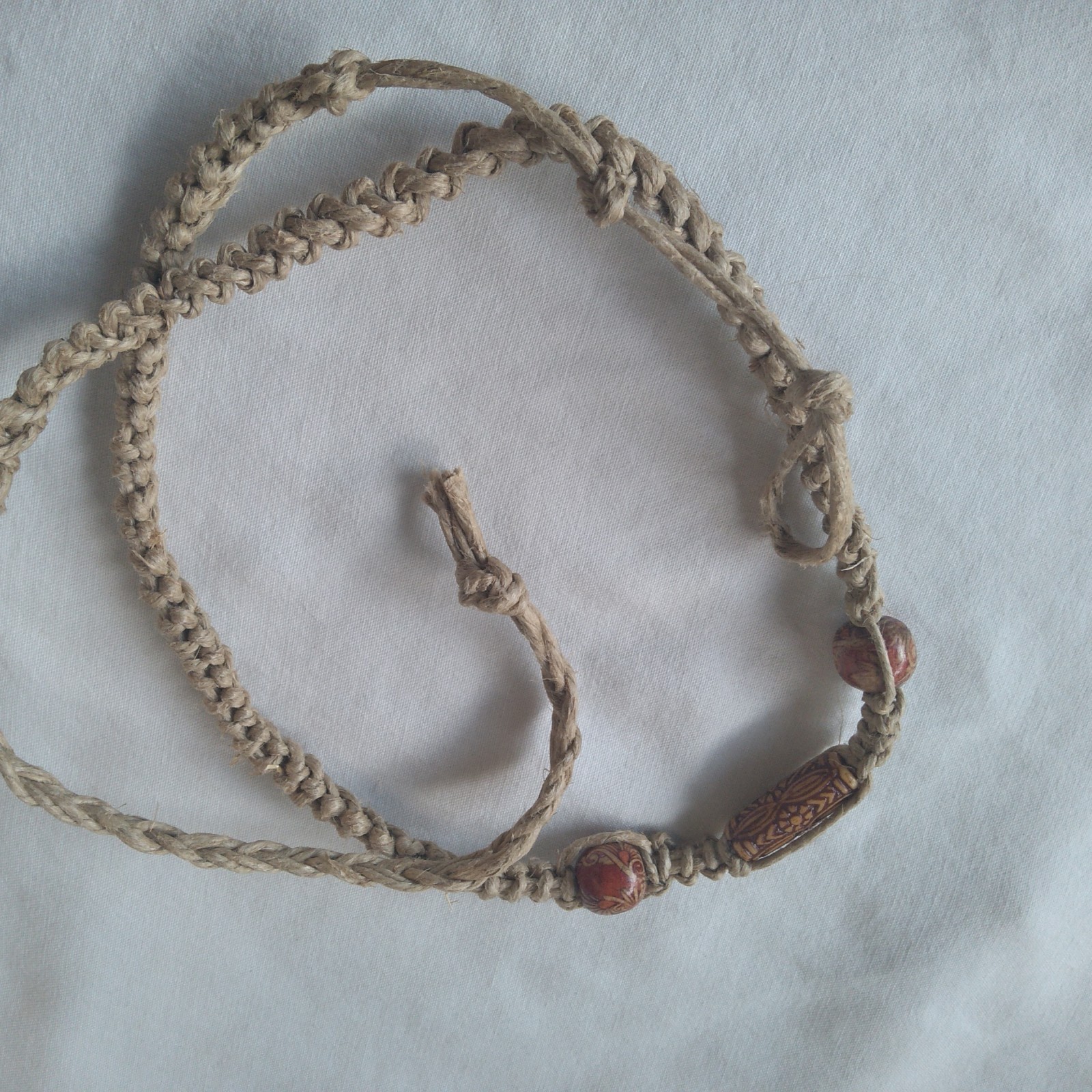SURFER HEMP NECKLACE 28″ Adj Unisex Macrame Boho Hippie Ethnic US Seller New