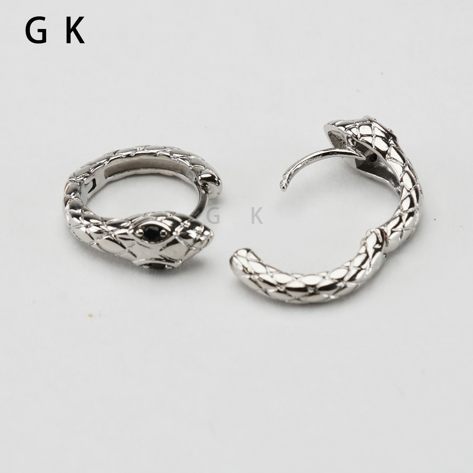 2-4 Pcs Stainless Steel CZ Snake Design Hoop Huggie Stud Earrings Ring Piercing