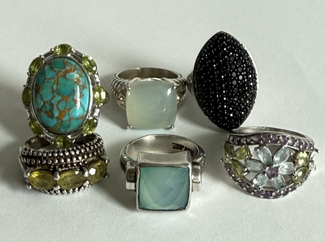 Lot Designer Signed Ross Simons Sterling Silver 925 Chunky Turquoise Rings 53g
