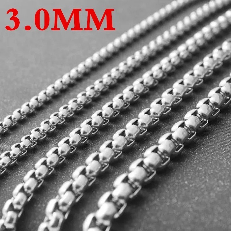 16-40″MEN Stainless Steel 2mm/3mm/4mm/5mm/7mm Silver Smooth Box Chain Necklace