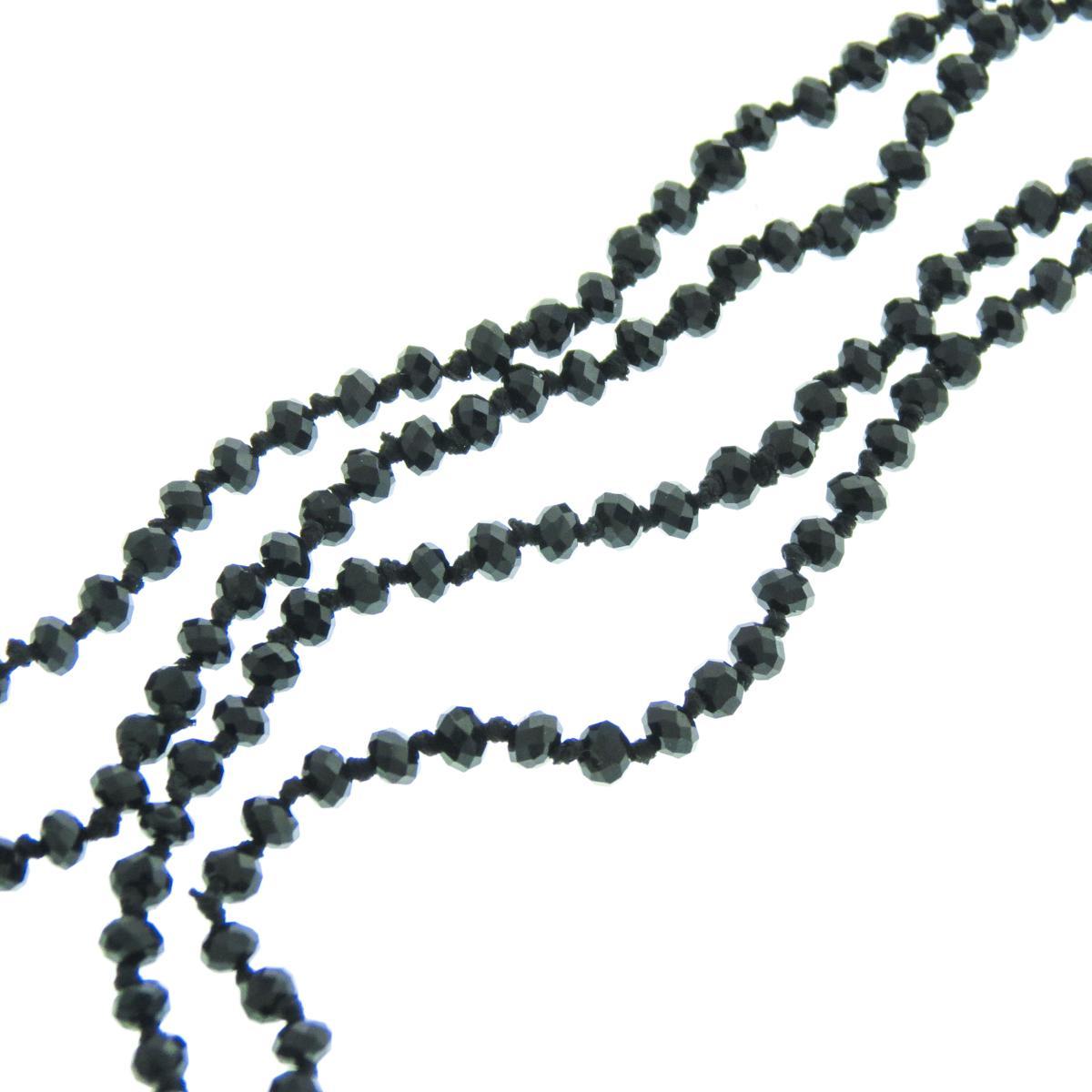 Long Black Beads With Tassel Pendant Necklace, 32″