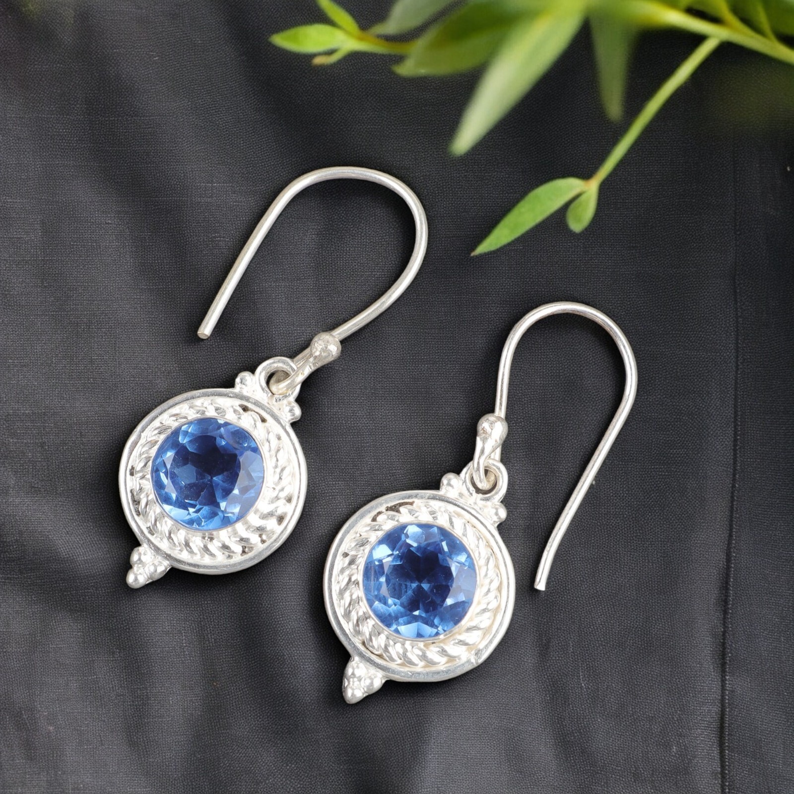 Tanzanite Gemstone Earrings 925 Solid Silver Handmade Daily Wear Jewelry 1.43″