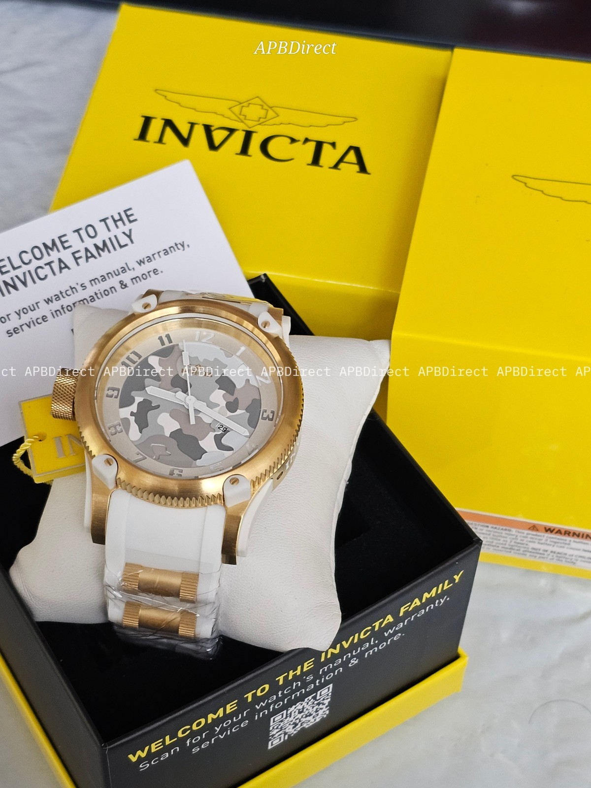 Invicta – ARCTIC WHITE CAMO Edition – Gold – Russian Diver – Quartz – mens watch