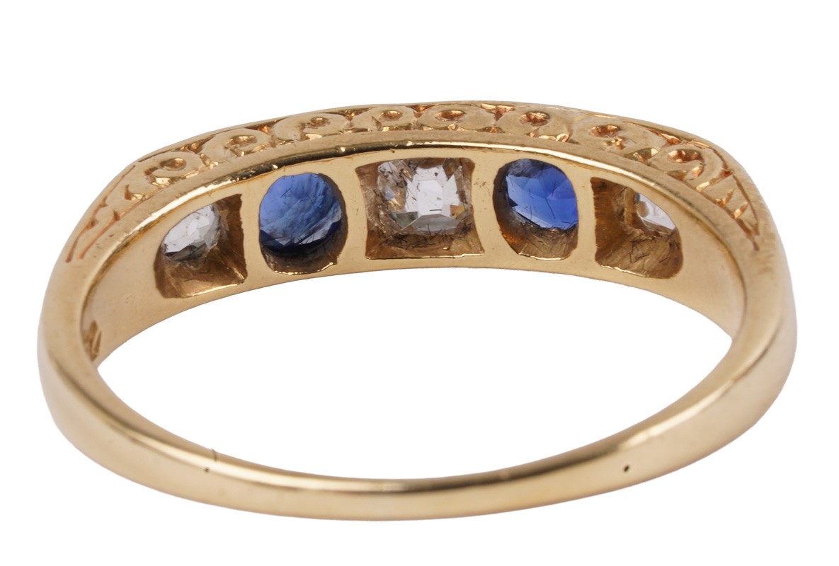 Antique 1.05ct. Sapphire Diamond Ring 750 Gold Art Nouveau Burma