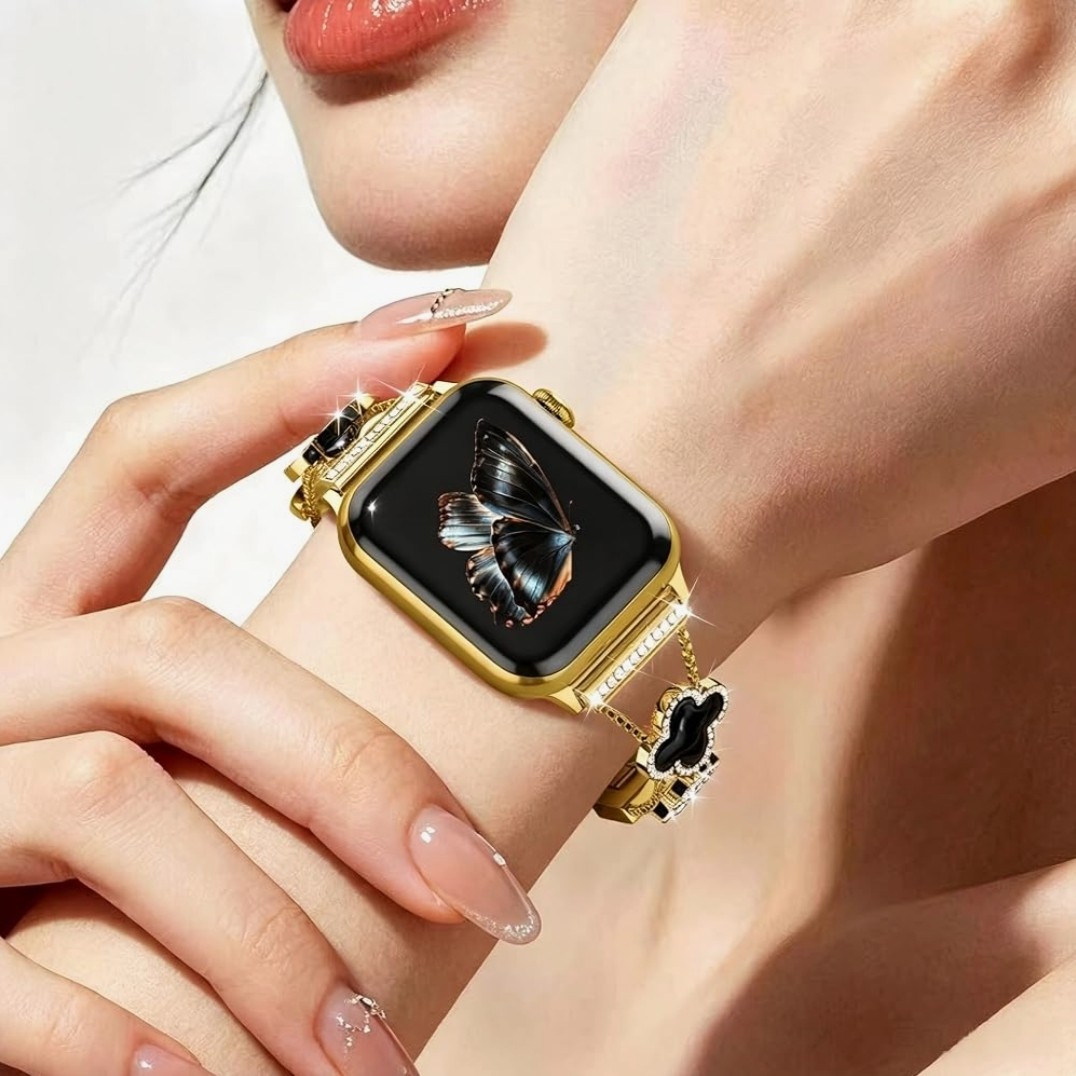 Bling Metal Band Compatible with Apple Watch Bands for Women 41mm 40mm 38mm 42mm