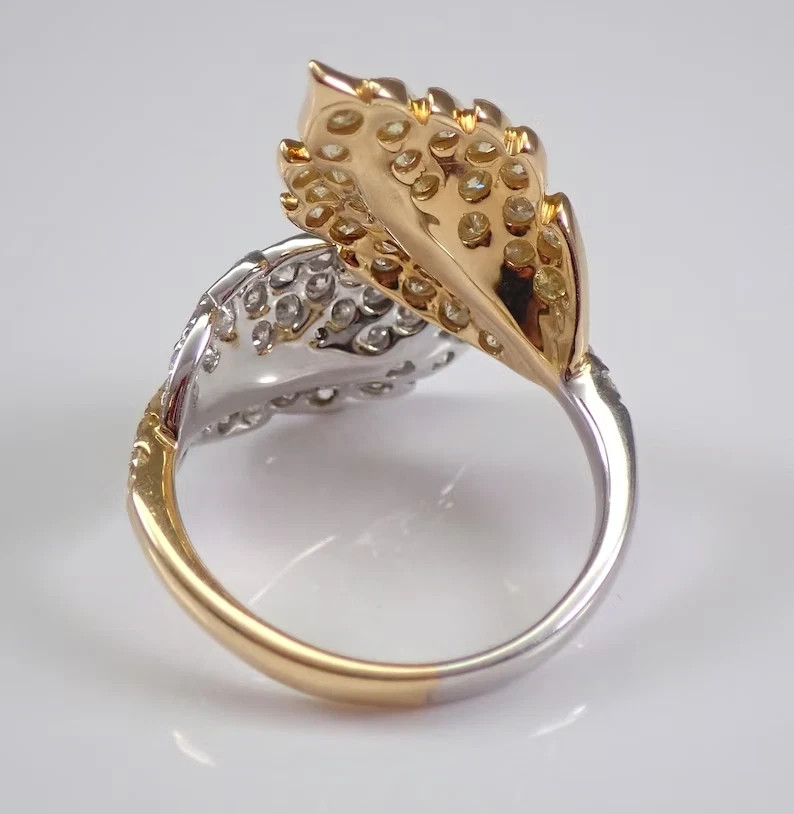 1.60Ct Round Cut Real Moissanite Bypass Engagement Ring 14K Two Tone Gold Plated