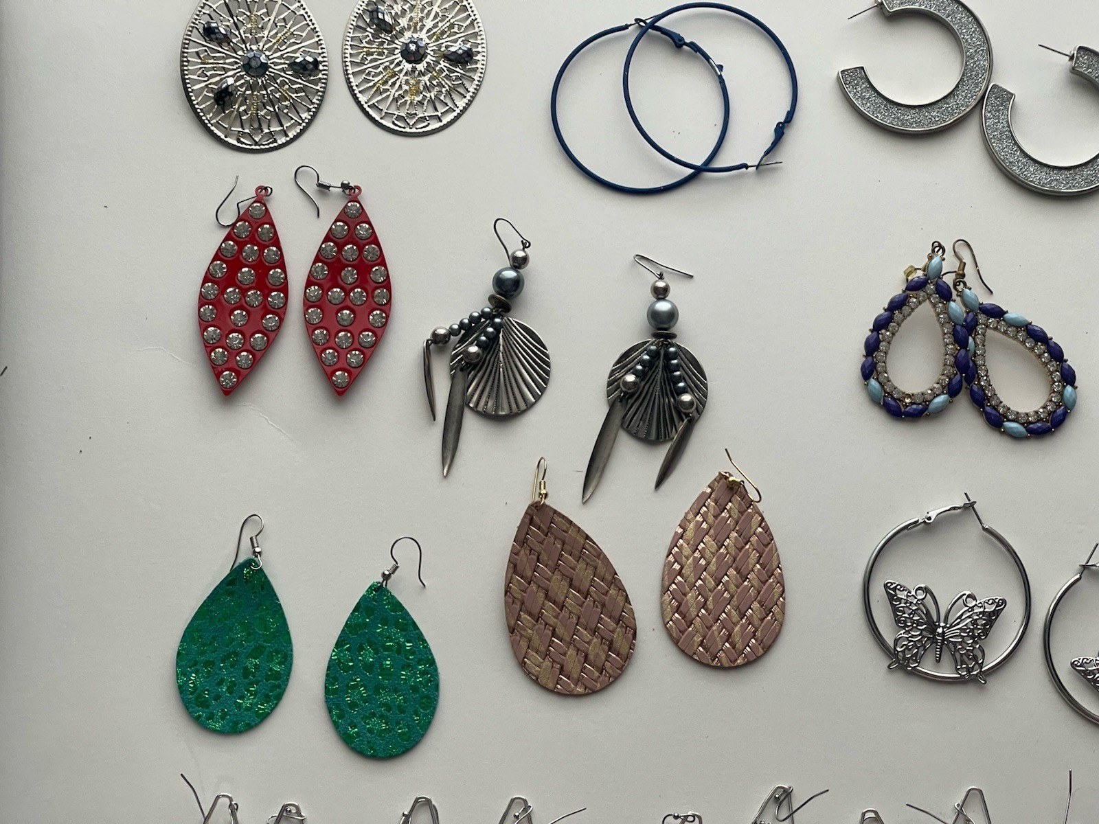 EARRINGS LOT DANGLE DROP HOOP STUD