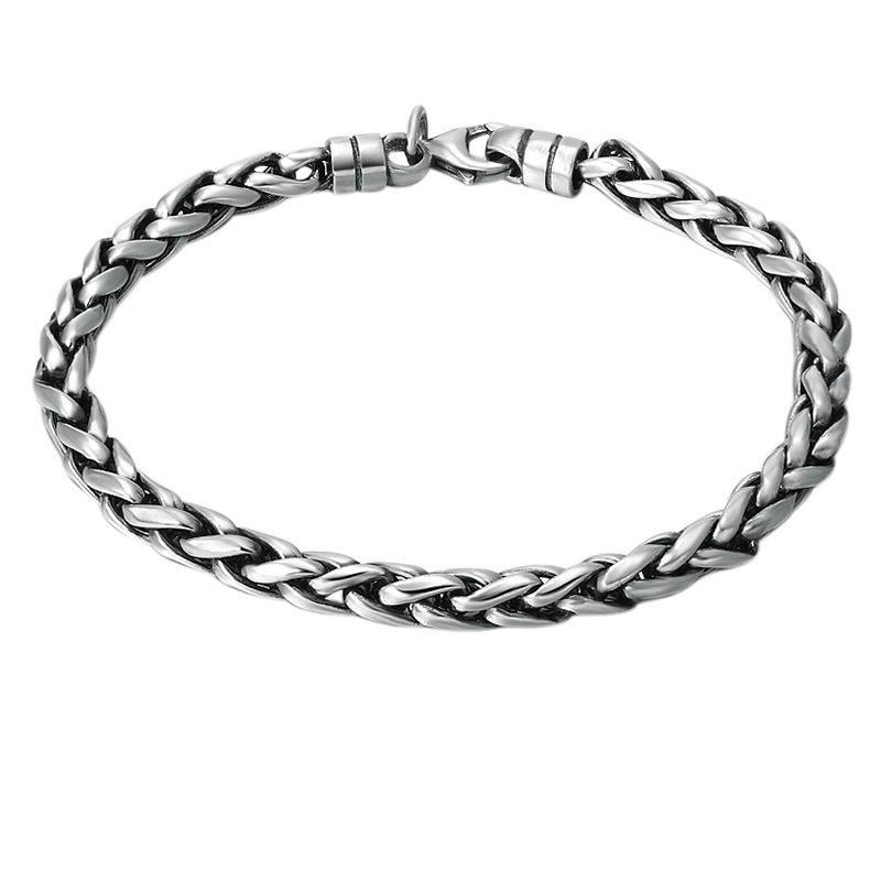 Solid S925 Sterling Silver Chain 5mm Wheat Link Bracelet 13-14g 7.9inch