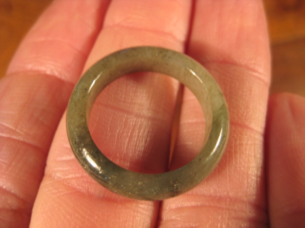Natural Grade A Jadeite Jade ring stone mineral carving Size 6.5 US A705