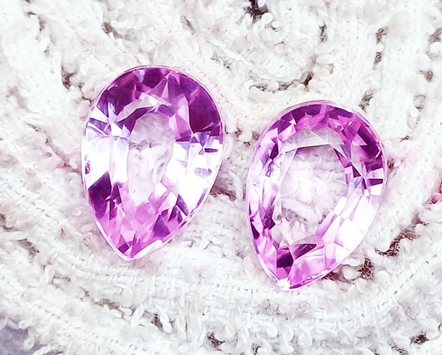 16+ Ct Natural Pink kunzite Pair Certified Pear Cut Loose Gemstone ~ HK04