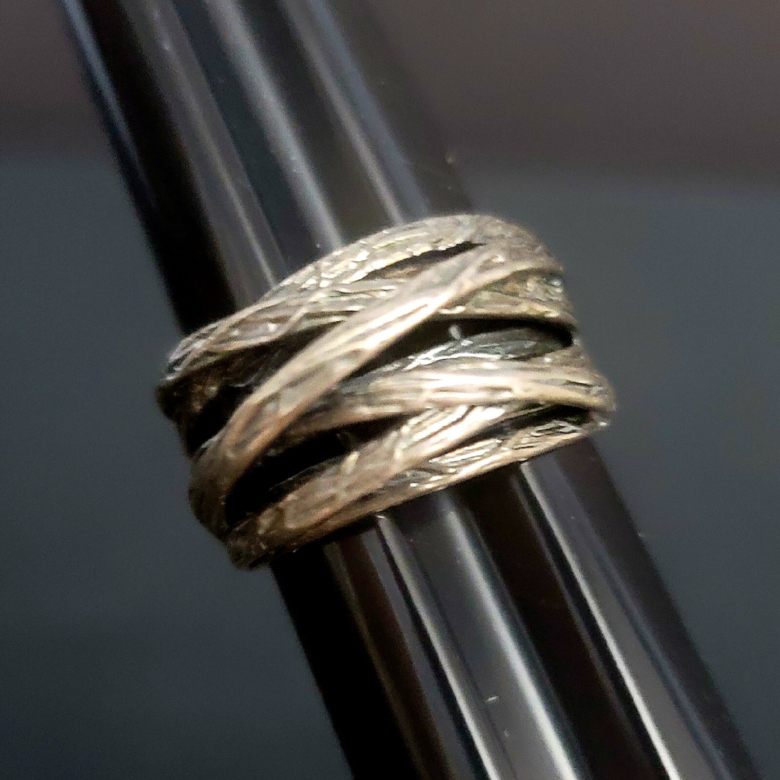 Wide Paz Sterling Silver Band Ring Textured Overlay Sz 10 Israel PZ Oxidized 925