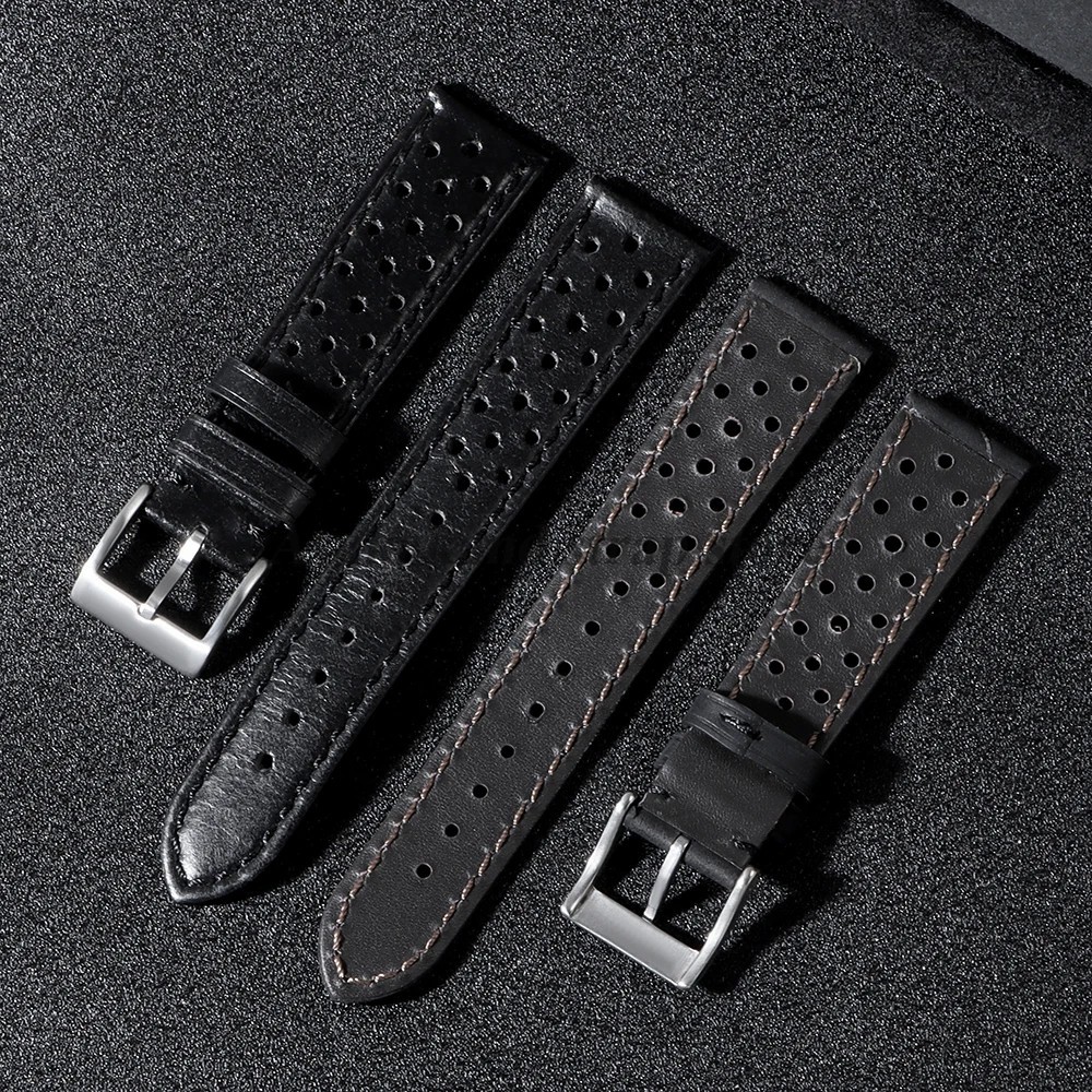 Vintage 70’s Perforated Leather Rally Watch Band Quick Release 18/19/20/22mm