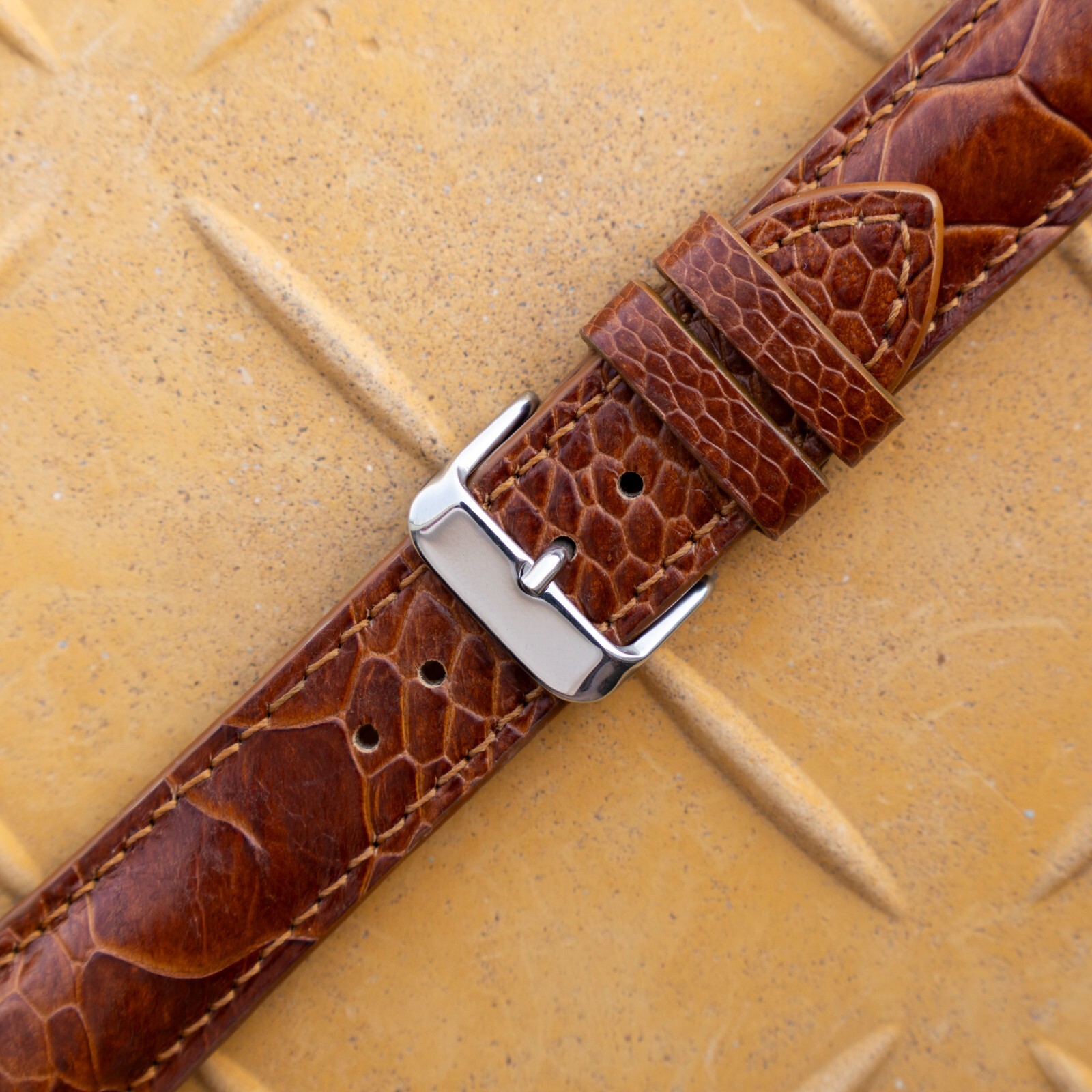 Genuine Light Brown Ostrich Leg Leather Watch Strap Band Men’s 14-26mm