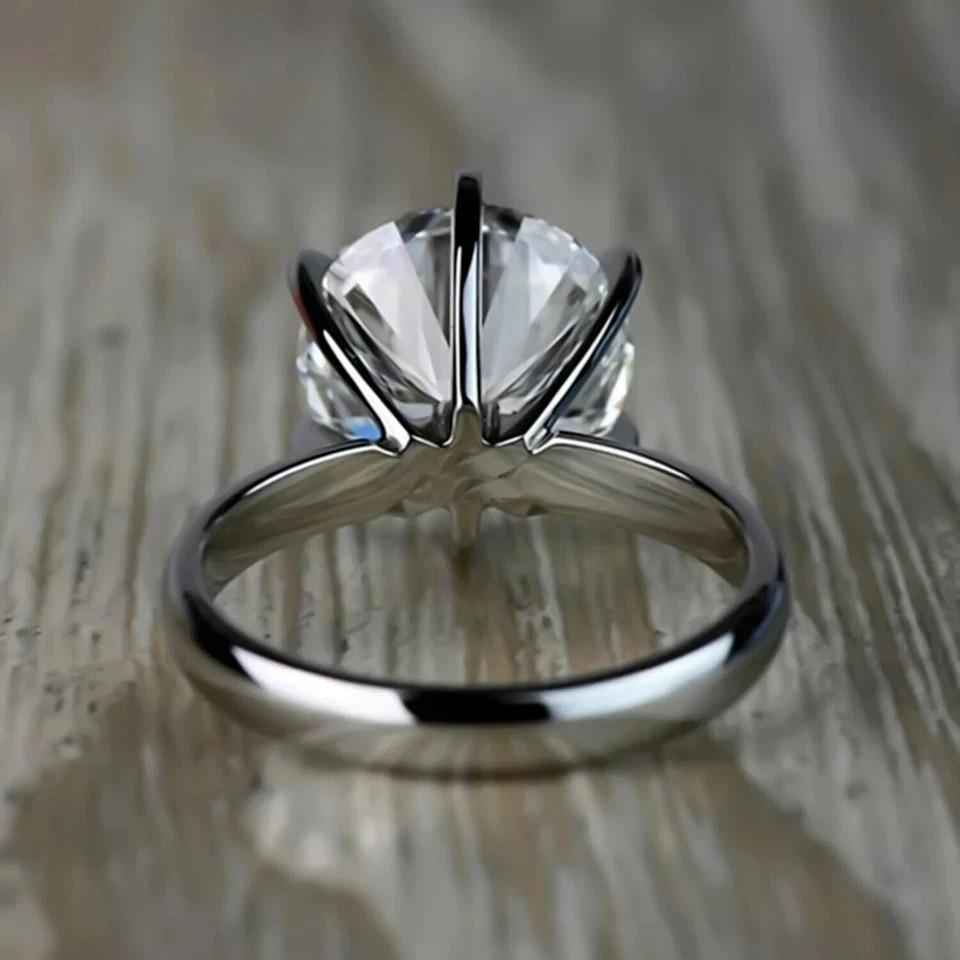 Solitaire White Moissanite 4.20Ct Round Cut Anniversary Ring 925 Sterling Silver