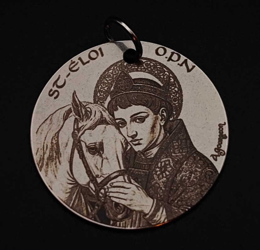 Pendentif médaille de Saint Éloi : 30 mm en acier inoxydable, saint patron des c