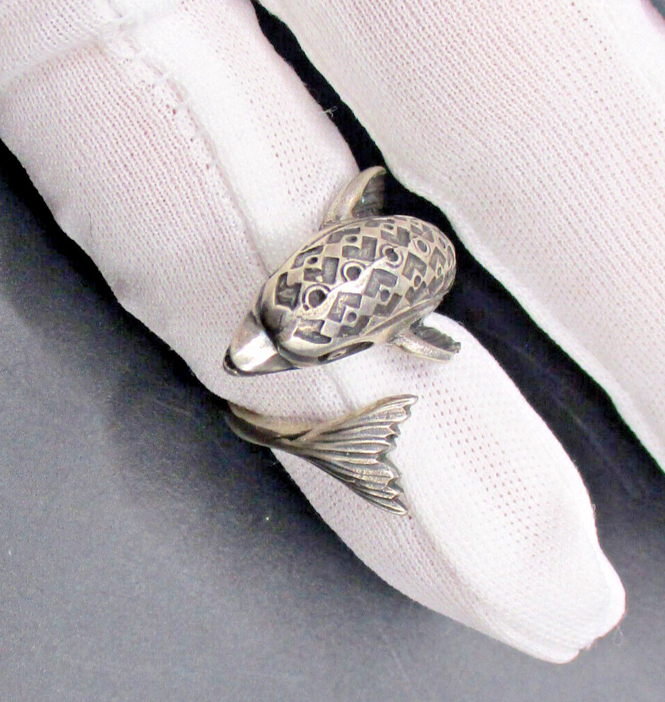 Silver Ring FISH 925 Sterling Designer Handmade Master Hallmarked RG 53