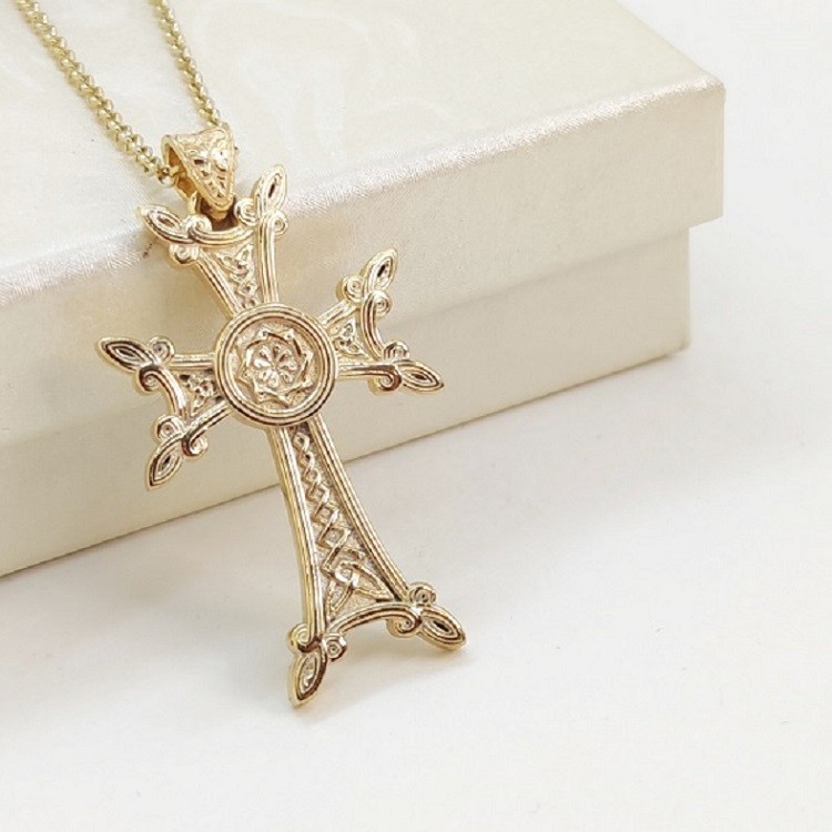Armenian Cross Pendant 925 Silver Gold Filled Men Jewelry