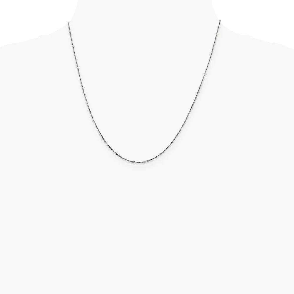 14K White Gold .8mm Diamond-Cut Quadra Wheat Chain Necklace 16″-24″