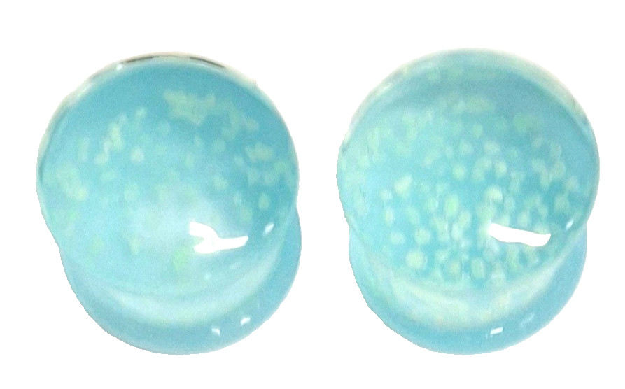 PAIR-Glass Aqua Glow in the Dark Saddle Flare Ear Plugs 16mm/5/8″ Gauge
