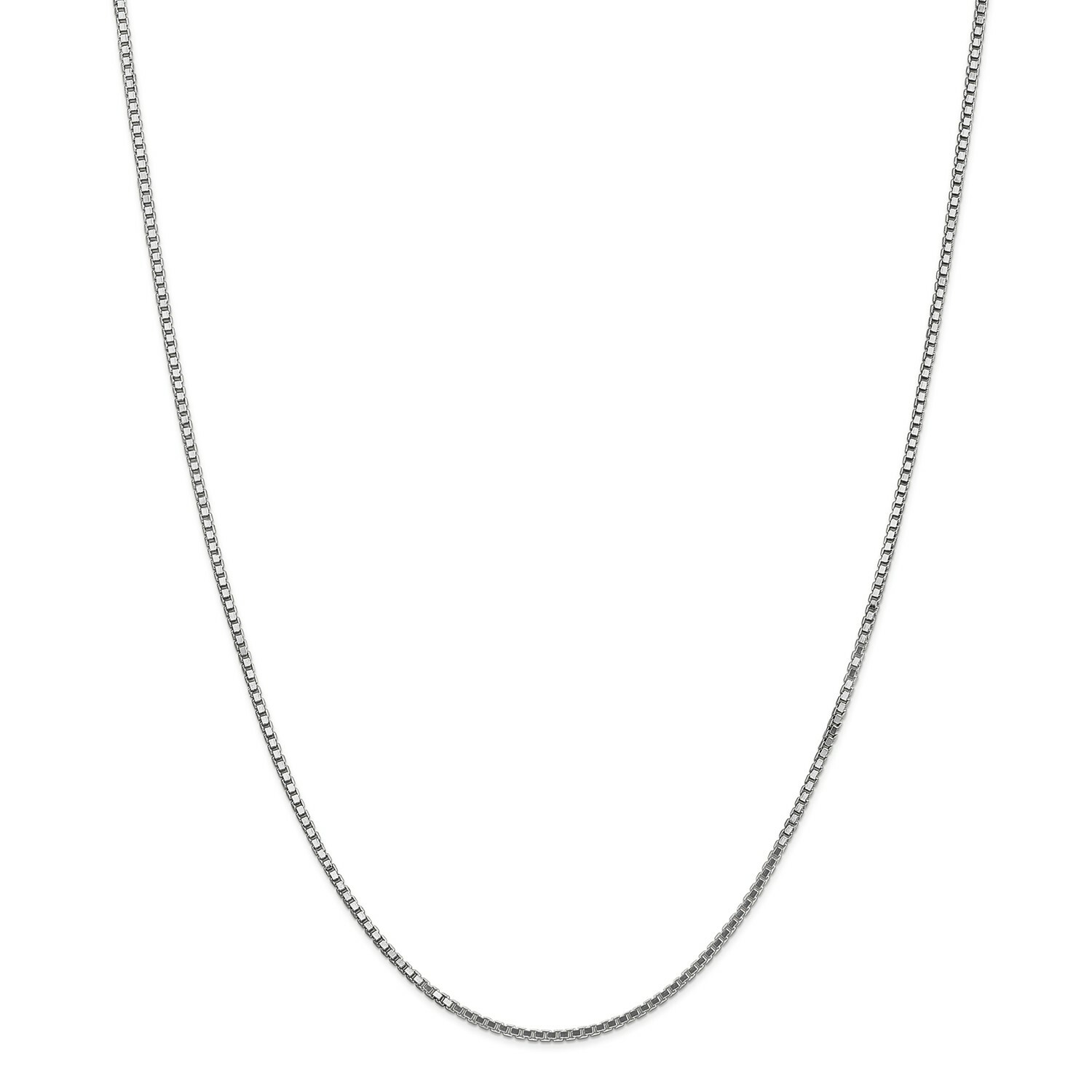 14k White Gold 1.5mm Solid Plain Box Link Chain w/ Lobster Clasp 16″ – 30″
