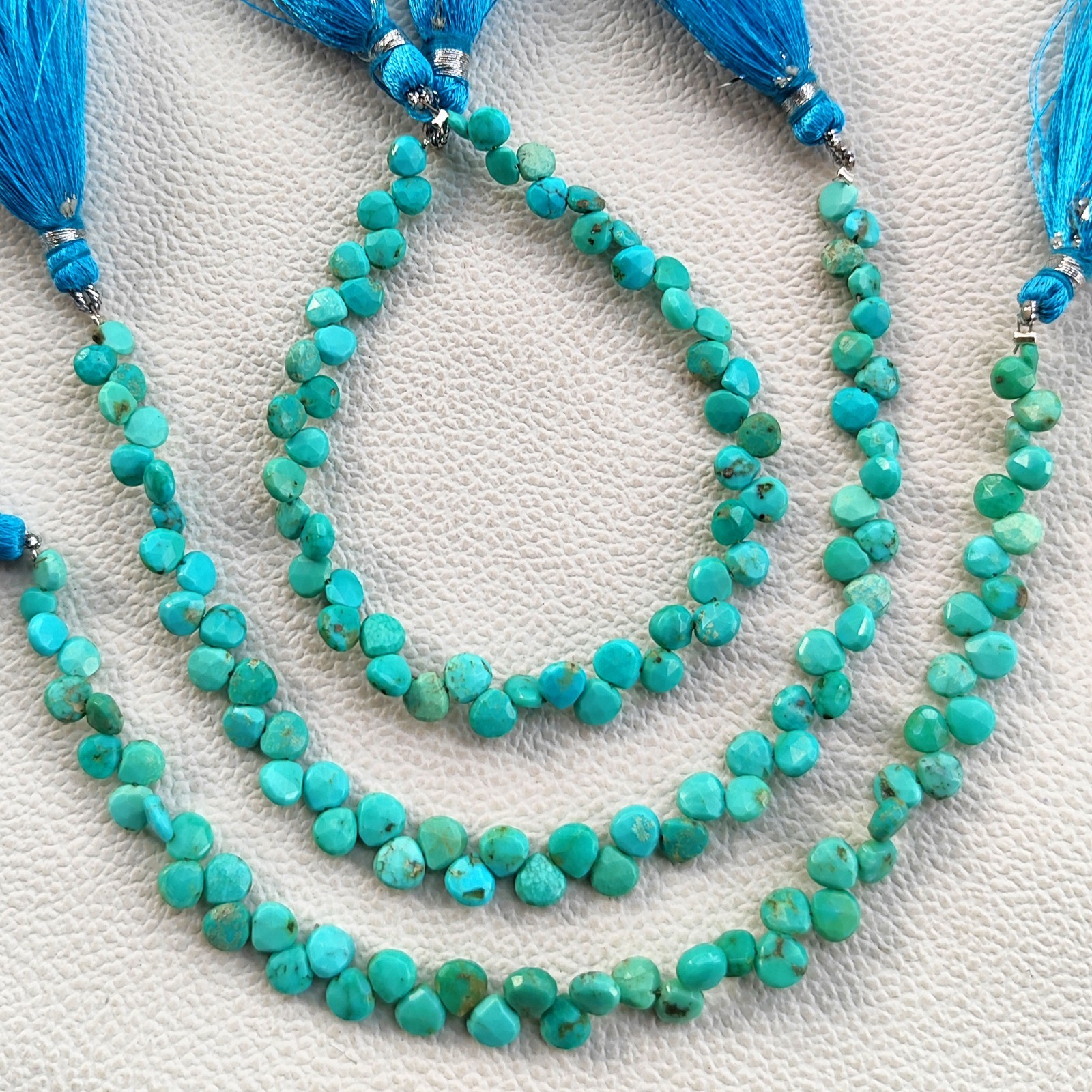 Natural Turquoise 5mm Size Faceted Heart Shape Beads 7″ Strand Genuine Gems
