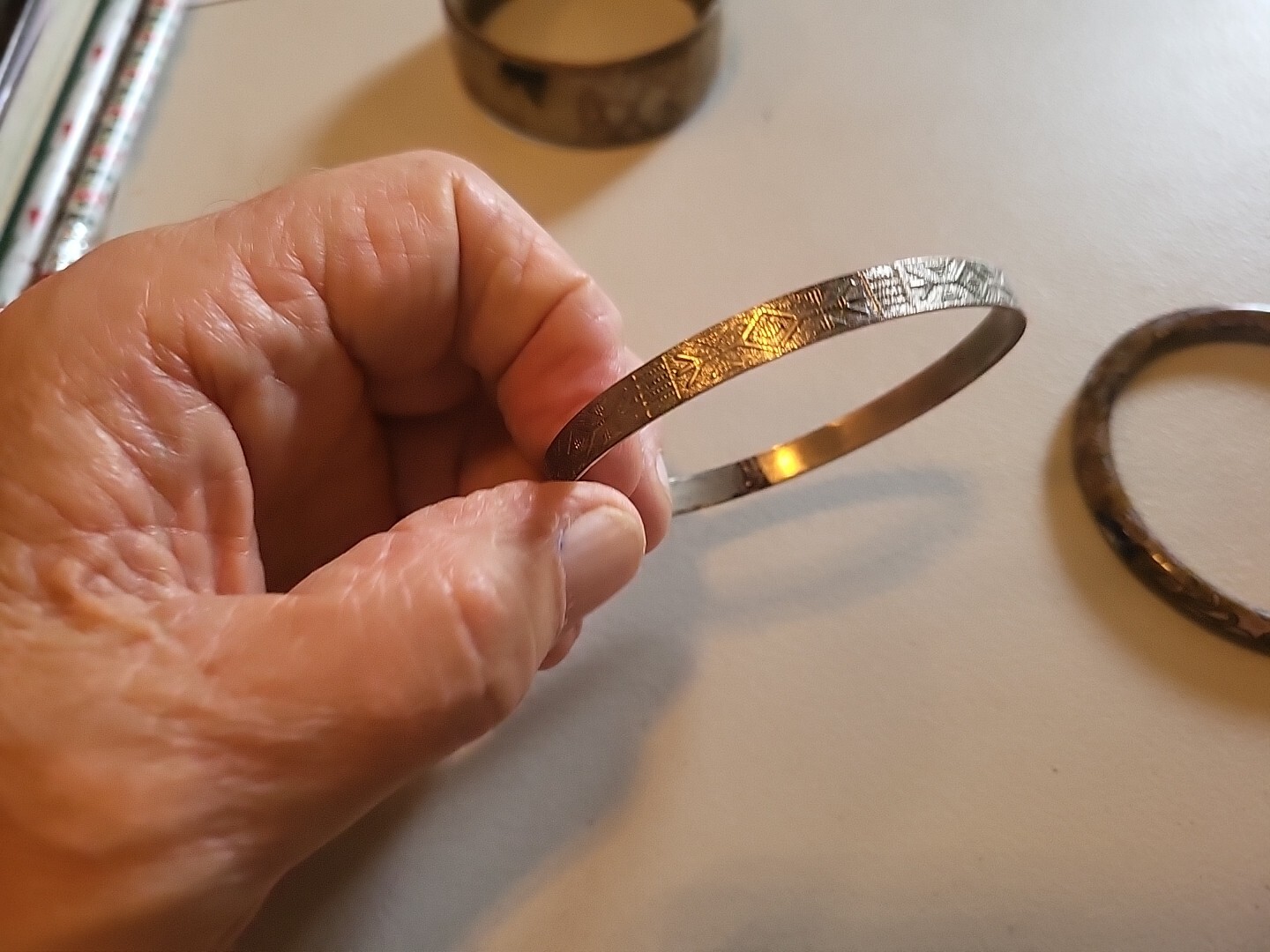 3 Ladies Bangles. Metal. Used. 2.8 In. Diameter, 8.8 In Circumference