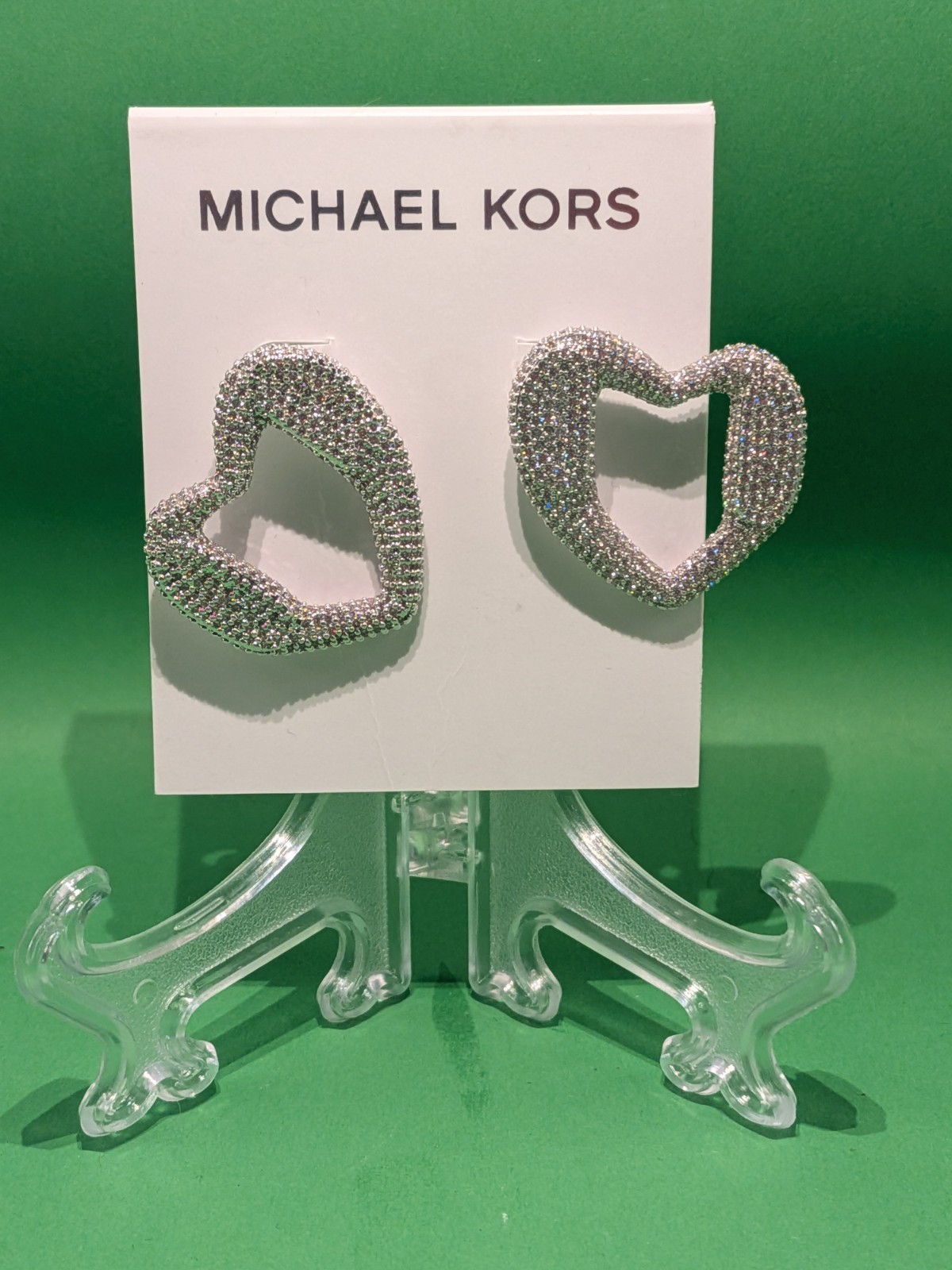 Michael Kors Precious Metal Plated Brass Pave Stud Earrings Platinum Plating