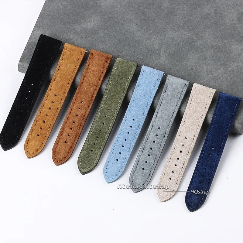 New Soft Suede Leather Watch Band Straps Stainless Steel Buckle 18/19/20/22/24mm