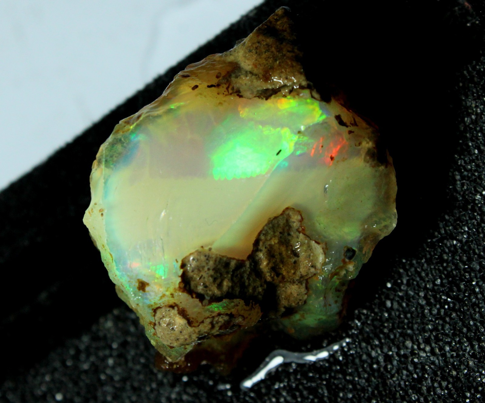 39.45 Carat Natural Ethiopian Rough Opal Raw Crystal with Intense Green Flash