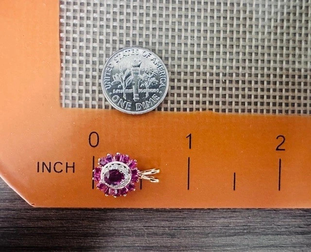 1.50 Ct Estate 14K Yellow Gold Lab Created Ruby & Diamond Halo Pendant
