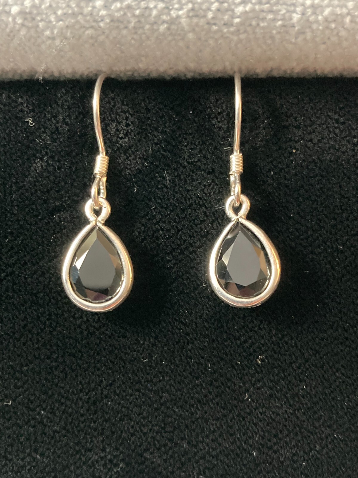 Natural Thai Black Spinel Drop Earrings .925 Sterling Silver 4.90 ctw Teardrops