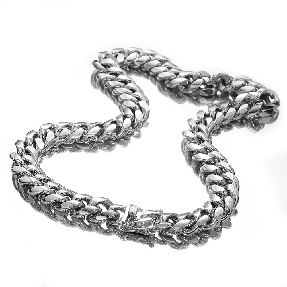 6-22mm Hip Hop Stainless Steel Miami Cuban Link Chain Necklace Silver Color