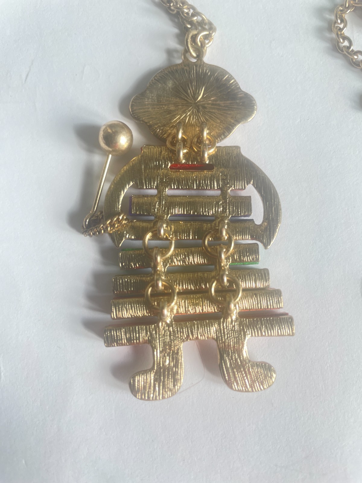 RARE Vintage Monkey Necklace Articulated Jointed Moveable Parts Xylophone