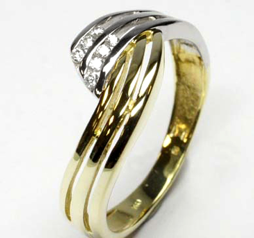 REAL GOLD *** cubic zirconia ring two-tone, choice of sizes