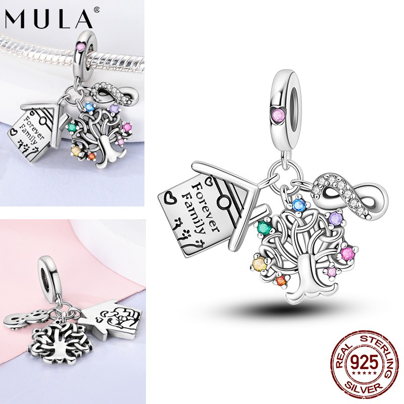 MULA European 925 Silver DIY Charm AAA CZ Tree Life House For Women Bracelet