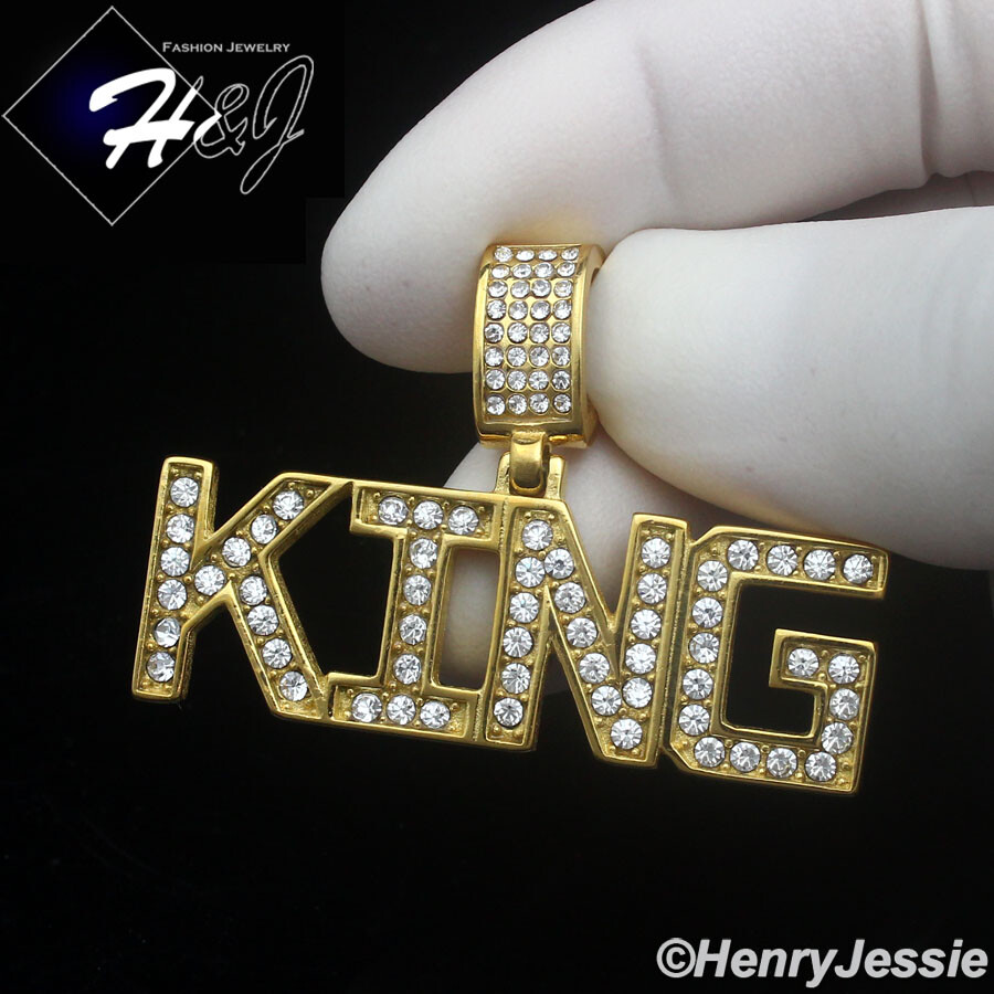 18″-36″MEN Stainless Steel 3mm Gold Plated Box Link Necklace King Pendant*GP148