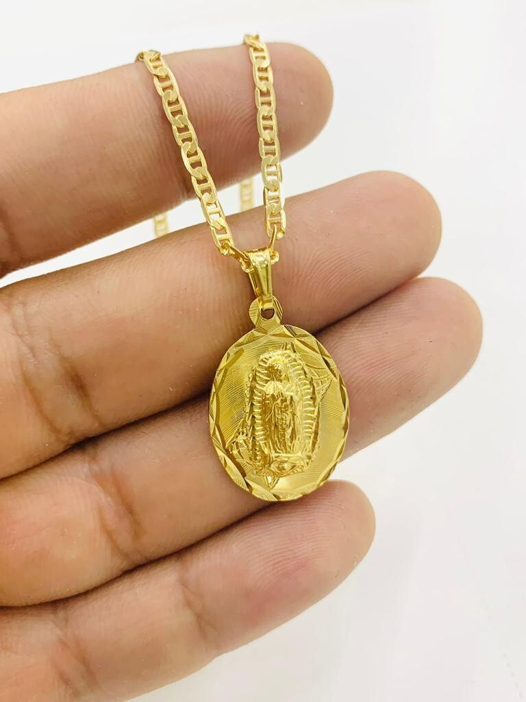 Cadena y Medalla de Virgen Guadalupe Oro Laminado para Mujer 20″ Necklace 2.5mm