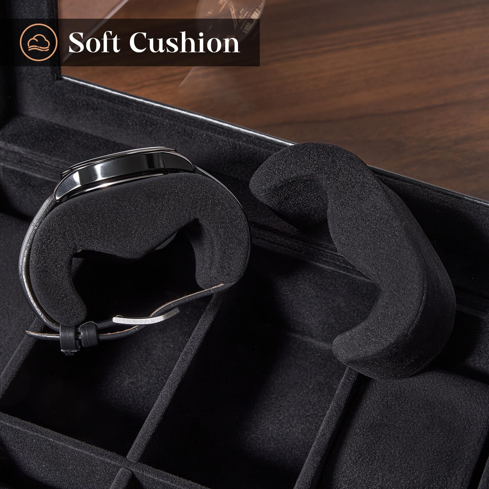 ProCase Watch Case, 8 Slot Mens Box Holder Organizer with 8-Slot, Black