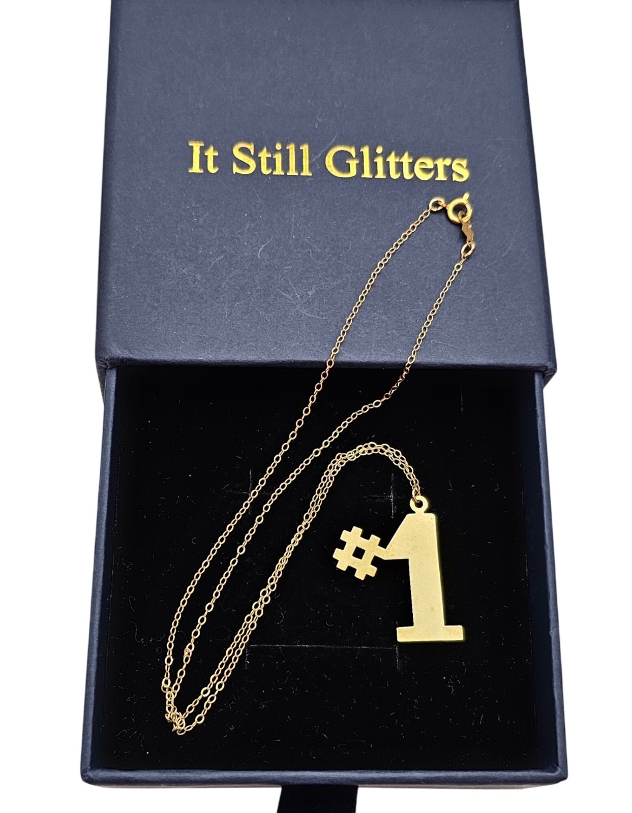 14K Yellow Gold Number One #1 Pendant Necklace, 15 Inches Chain C707