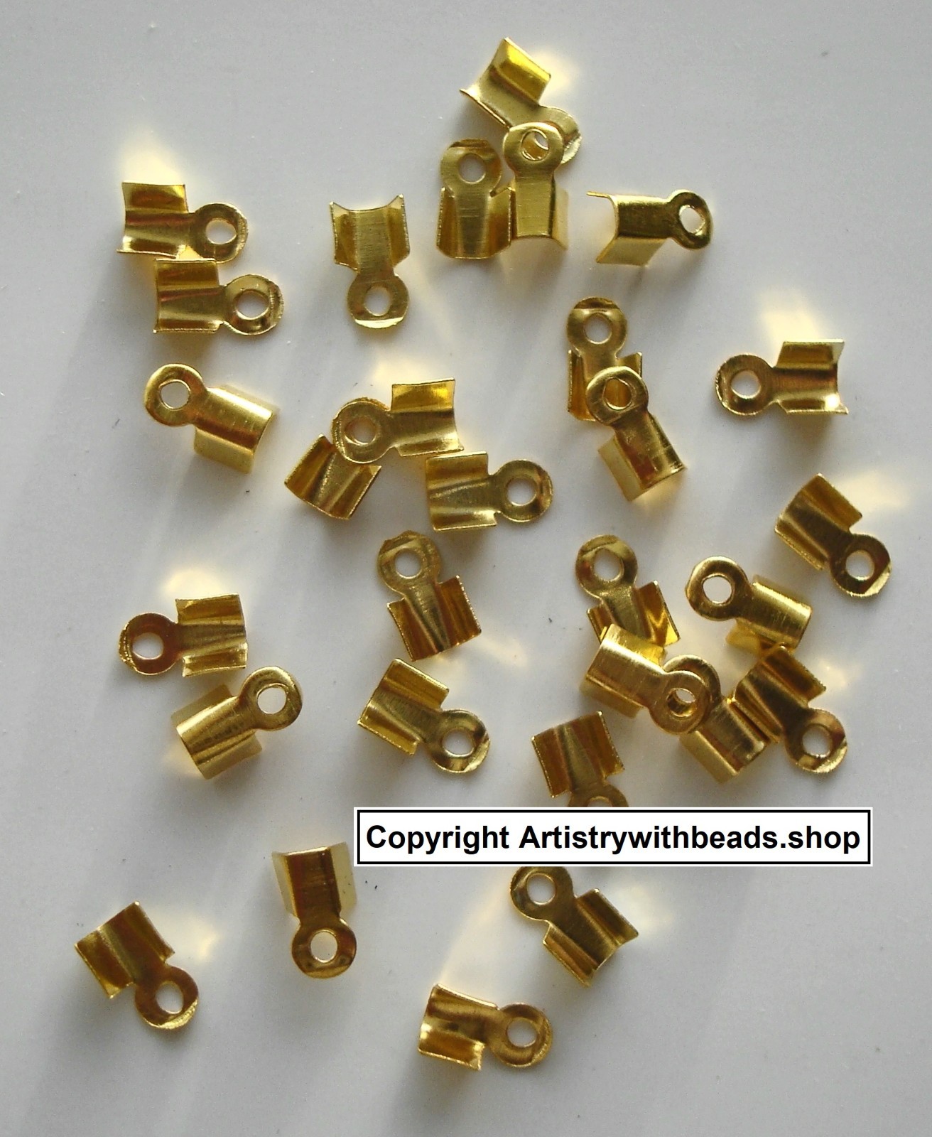 Necklace Foldover clasp ends gold pl for leather thong cord ribbon 24 pcs FPS004