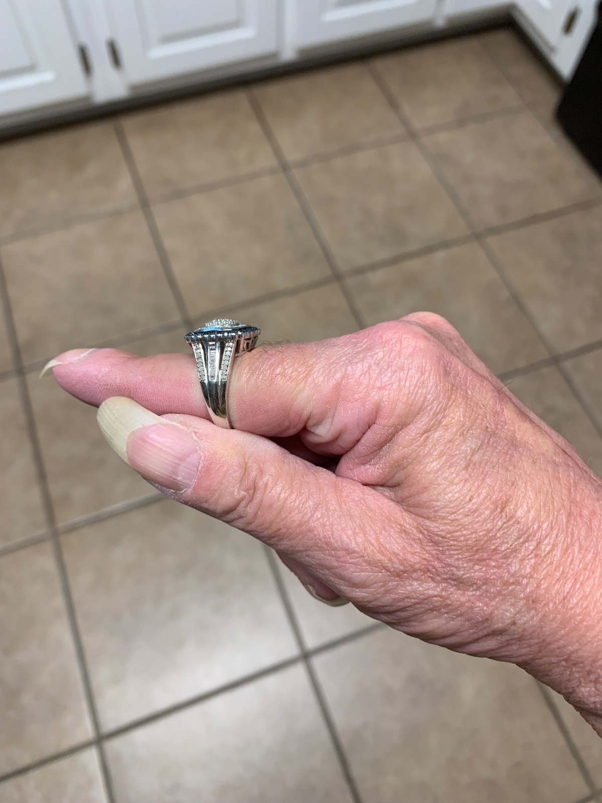 .75 Carat (ctw) White and Blue Diamond Cocktail Ring in Sterling Silver