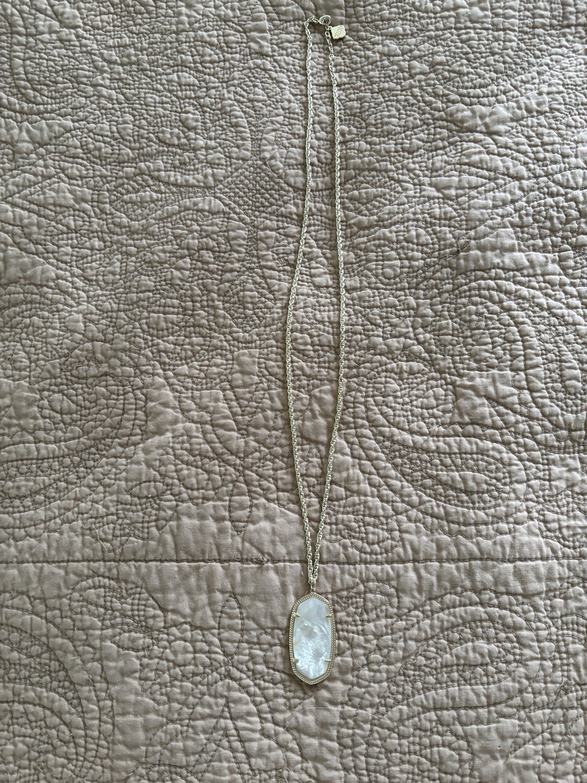 Kendra Scott Gold Tone Hexagon Mother of Pearl Pendant 32in Adj Cable Lobster