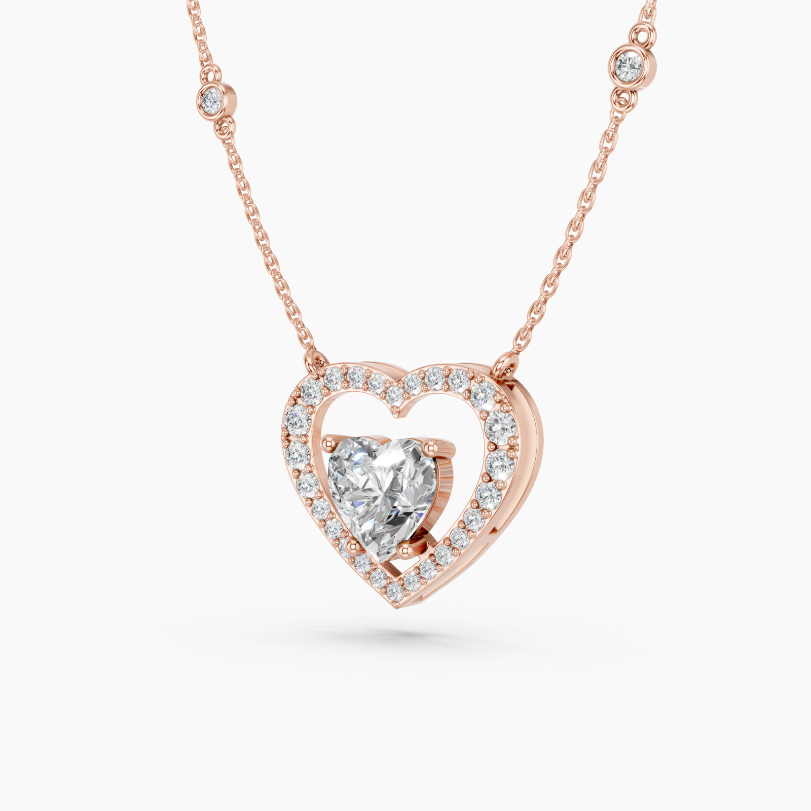 1.60CT Heart & Round Cut Moissanite Luxuries’ Style Pendant Necklace in Silver