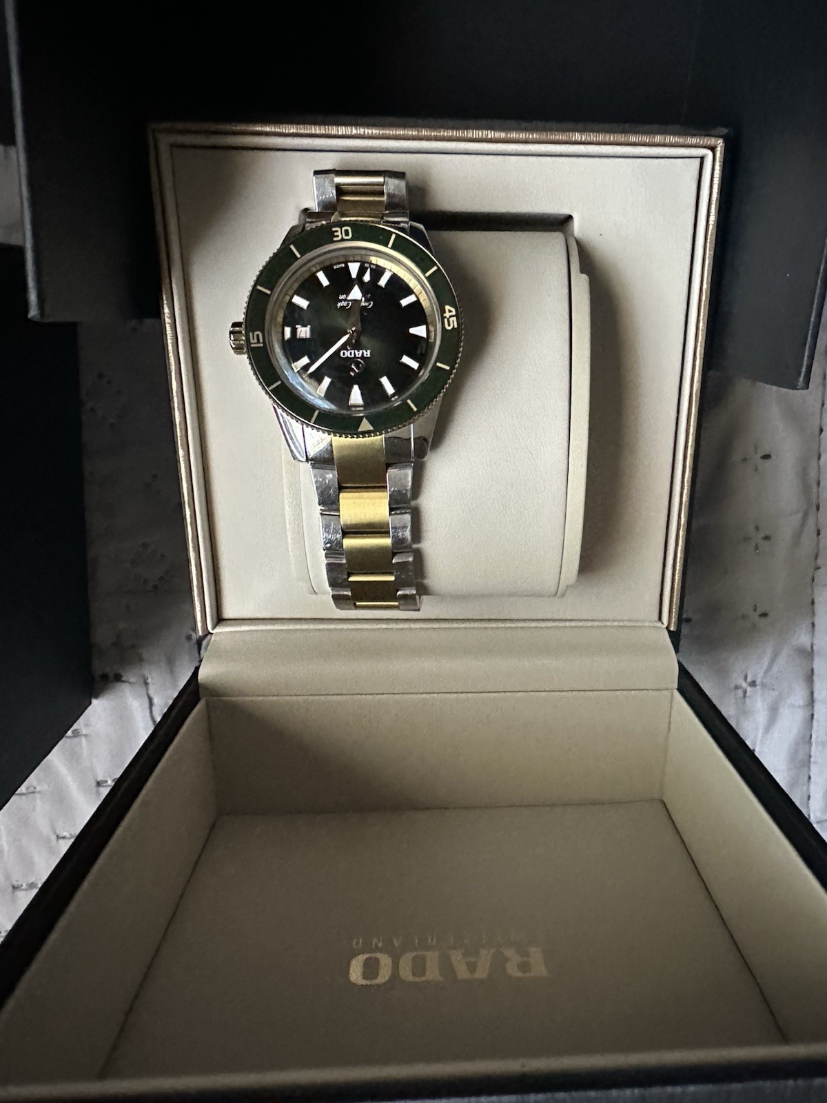Rado Captain Cook 42mm Automatic Diver Two-Tone Bracelet Green Dial Date