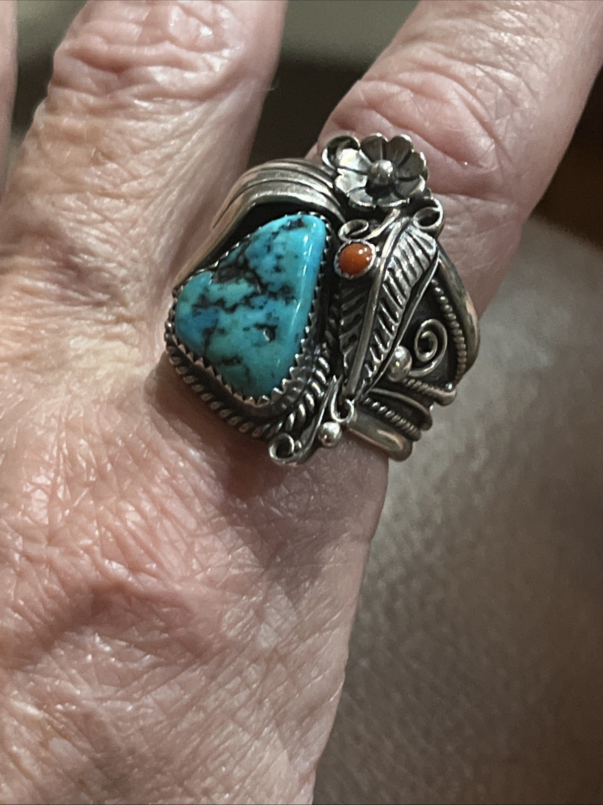 N A Huge Turquoise Ring Kee Begay Size 11 (19.5grams)