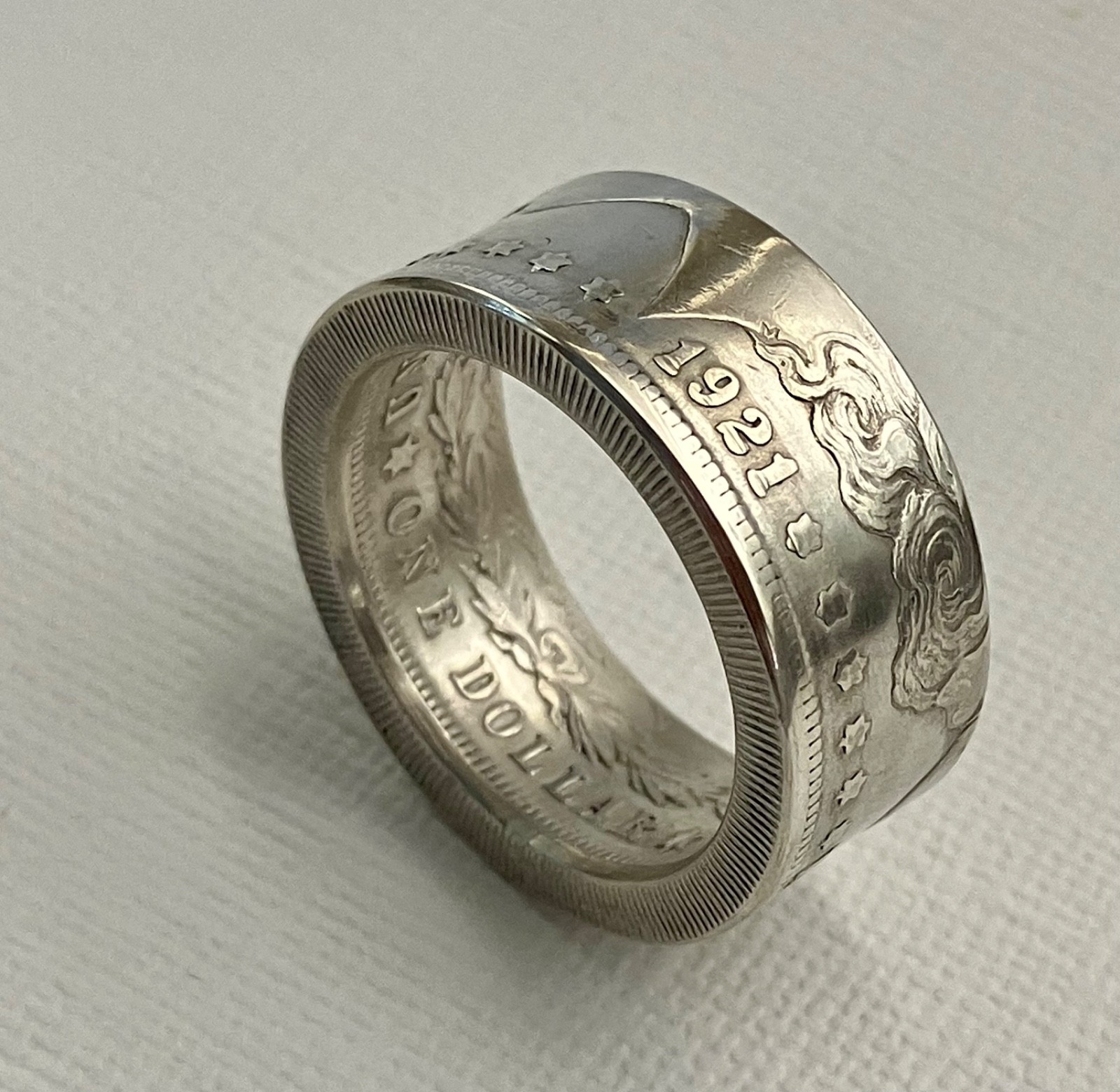 1921 Morgan Silver Dollar American Coin Ring Size 7~ 13 Handcrafted H
