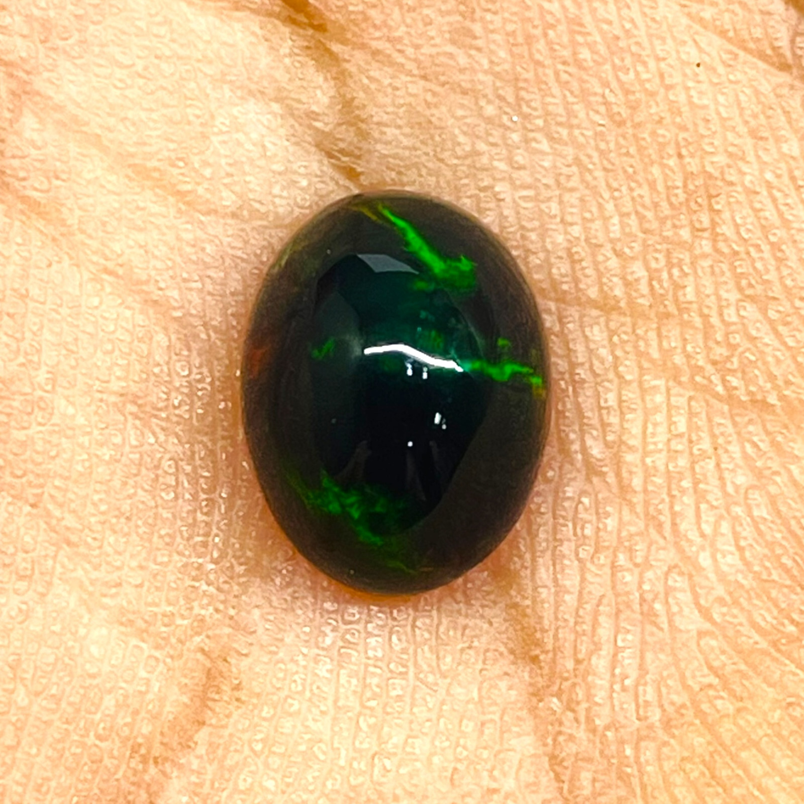 2.23 Cts Natural Ethiopian Black Opal 10.5x8mm Oval Cabochon Loose Gemstone