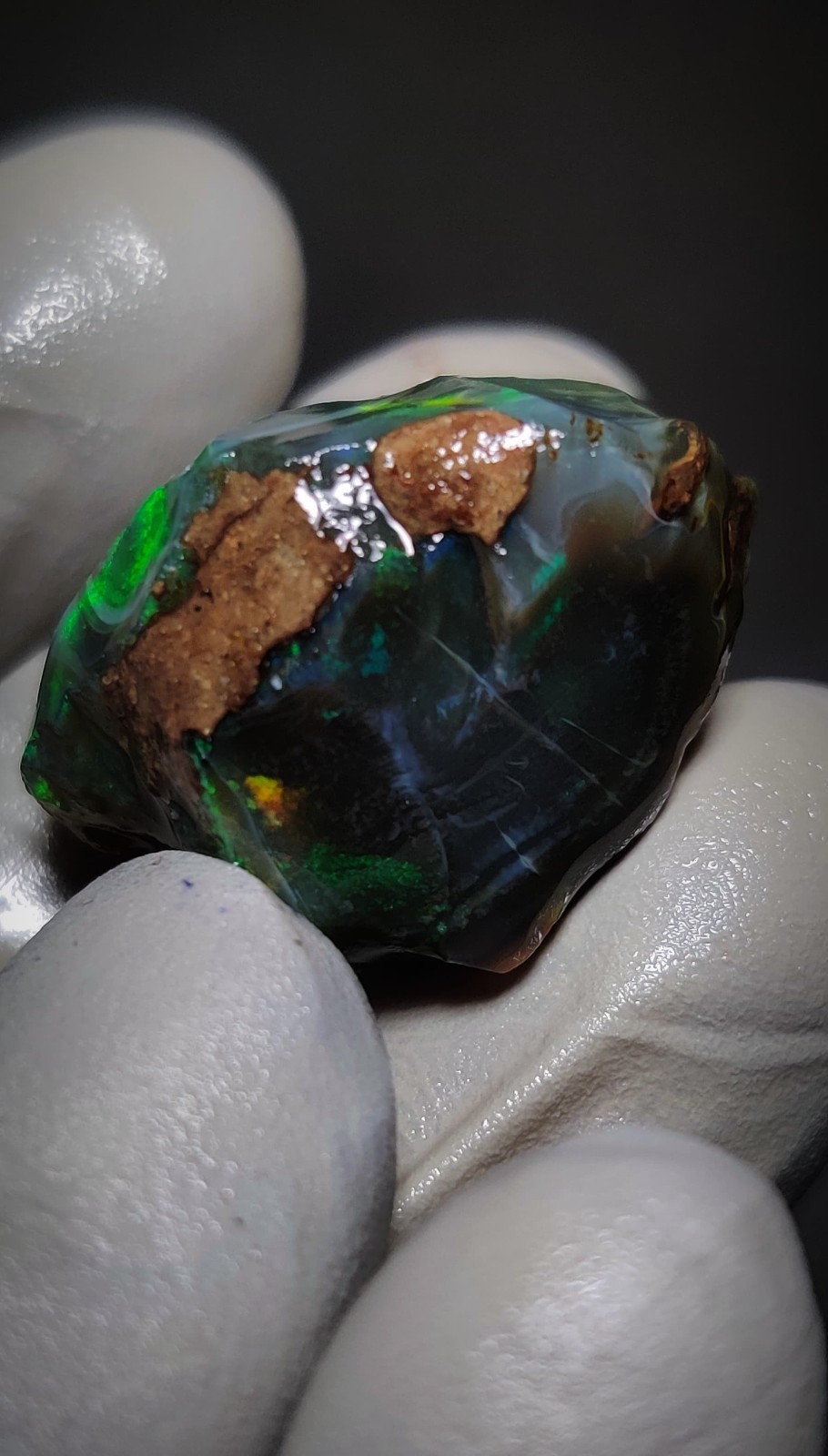 40 ct natural black ethiopian opal rough welo fire strong play of Color gemstone