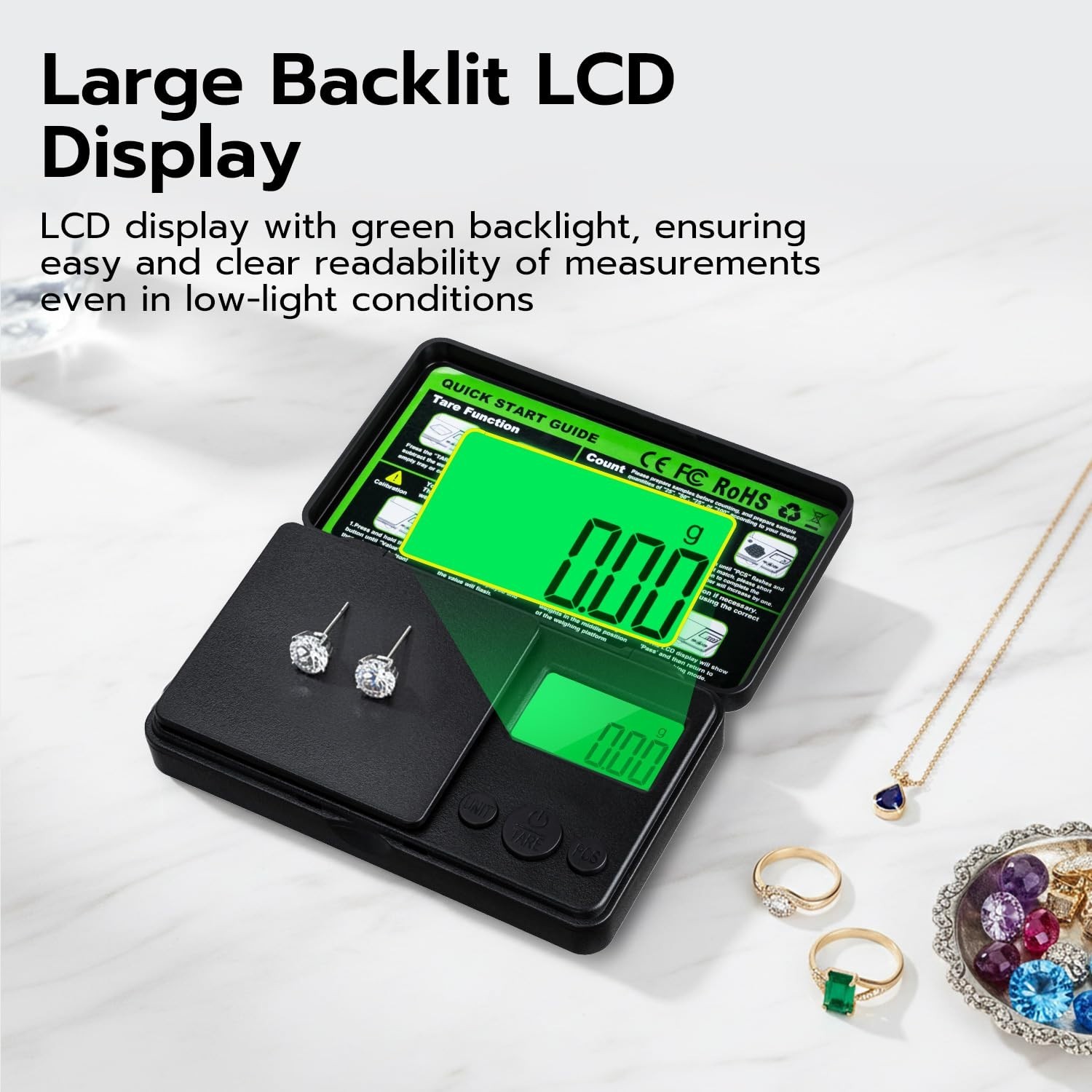 0.01g/500g Digital Milligram Scale, Pocket Micro Scale with Tare Weight Funct…