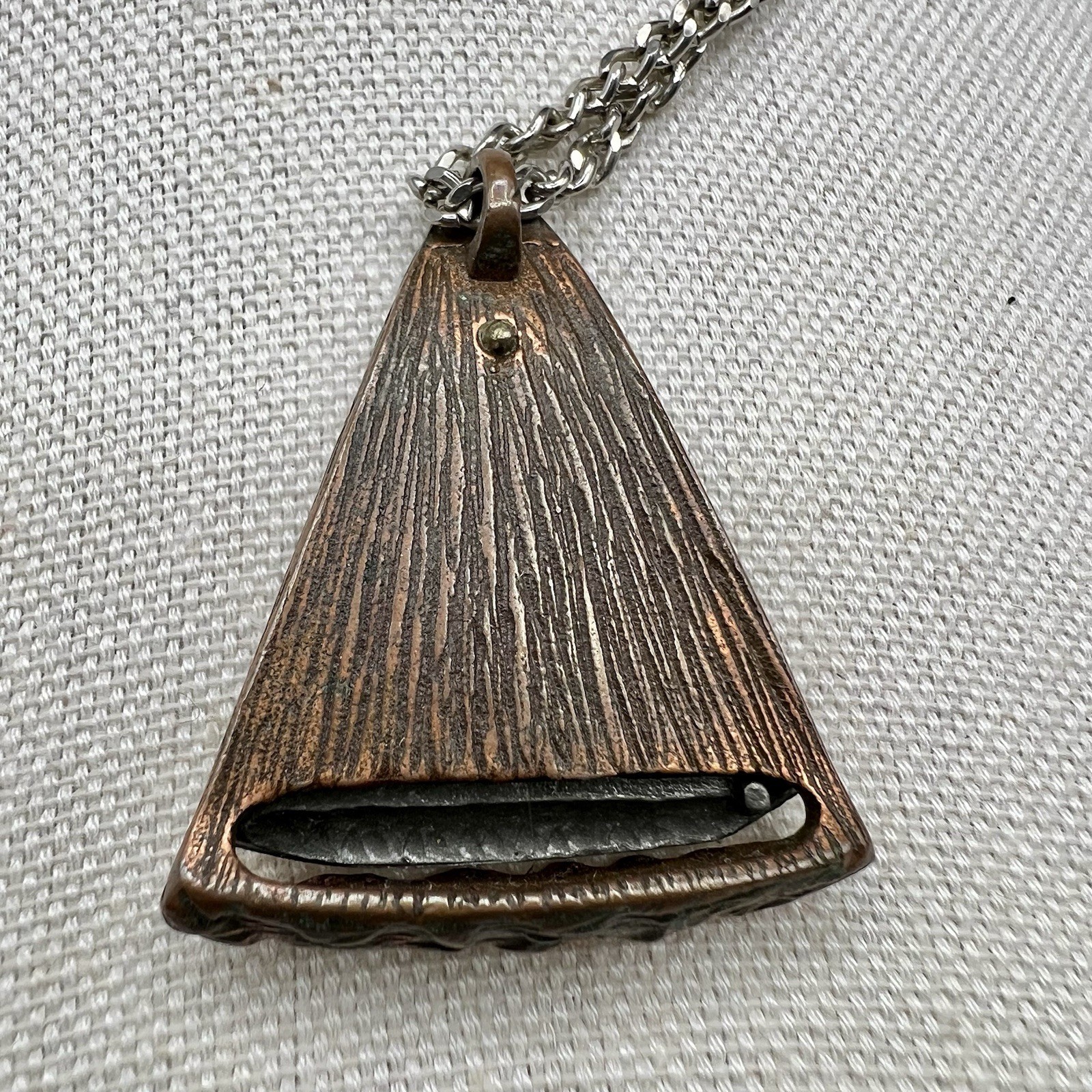Vintage Sailboat Pendant Necklace Mixed Metal Nautical Maritime 16″